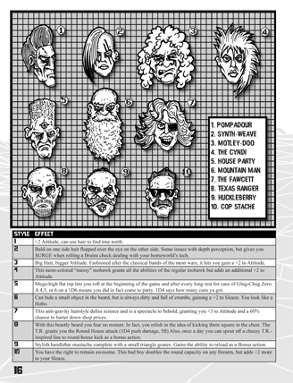 Neon Lords of the Toxic Wasteland core rulebook page 22 Hairstyle Table