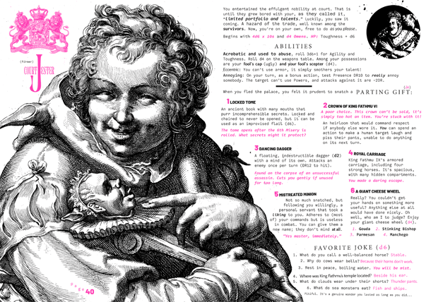 Pages 40 and 41 from the Death and Taxes adventure by Christian Eich-horn for Mork Borg